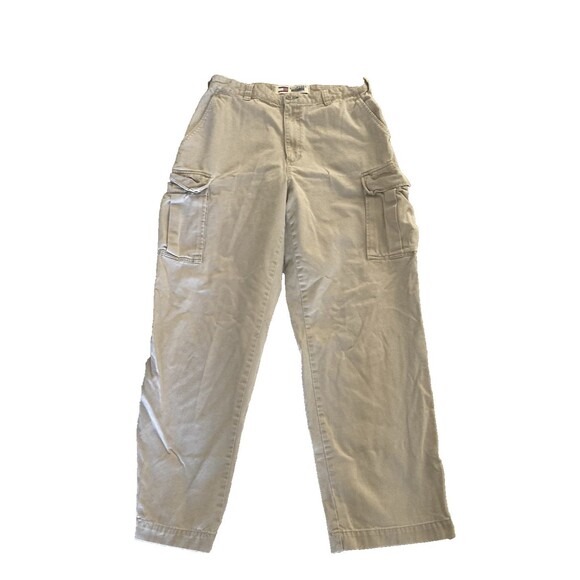 Tommy Hilfiger Vintage 90s Y2K Mens Cargo Pants Size 34/32 Khaki Beige Baggy - Picture 2 of 8